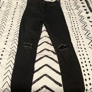 American Eagle black distressed jeggings